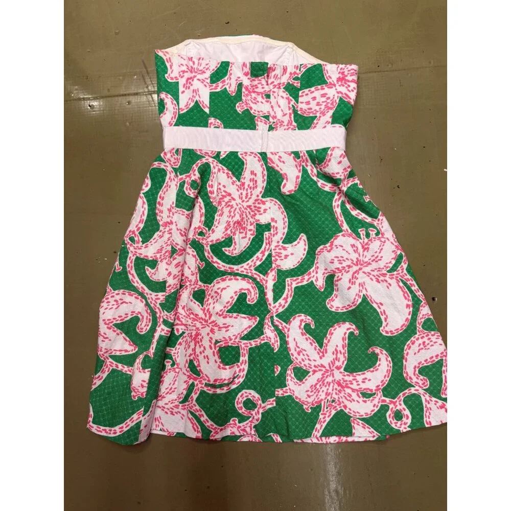 NWOT Lilly Pulitzer Amberly Twinkle Floral Pink Pattern Strapless Dress Sz 0 - Picture 3 of 5
